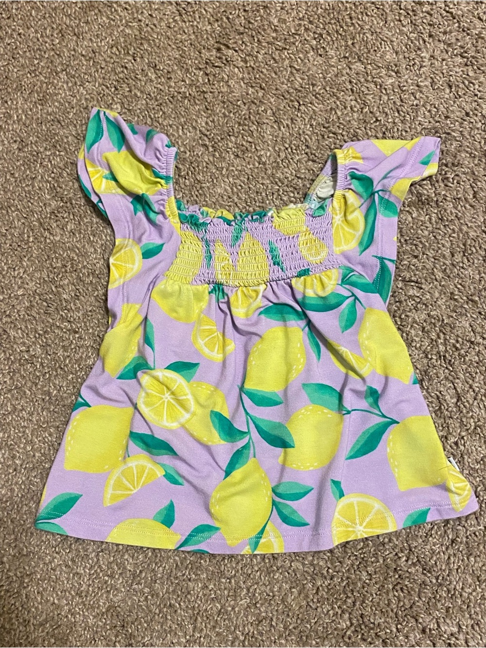 Little Sleepies Purple Flutter Top with Yellow Lemon Print